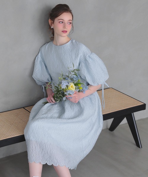 MERAKI ワンピース バルーンスリーブジャガードワンピース : ZOZOTOWN