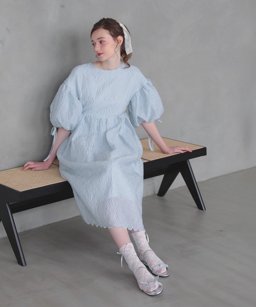 MERAKI ワンピース バルーンスリーブジャガードワンピース : ZOZOTOWN