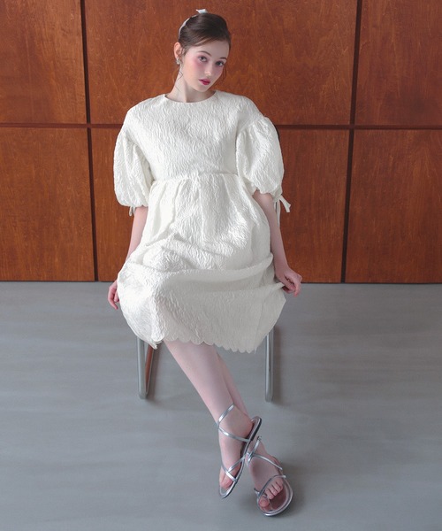 MERAKI ワンピース バルーンスリーブジャガードワンピース : ZOZOTOWN