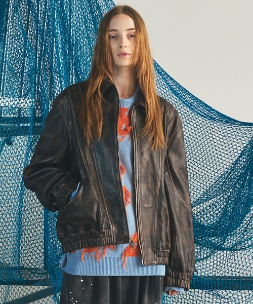 メゾンスペシャルColorPlaidHalfSleeveJacketジャケット MAISON SPECIAL（メゾンスペシャル） 革ジャン ライダース 「UNISEX