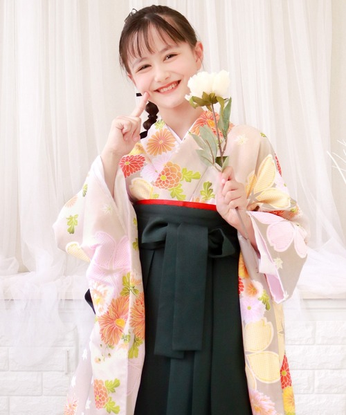 KYOETSU（京越） 着物 ガールズ 華やかAB 袴4点セット ( 二尺袖 + 帯 +