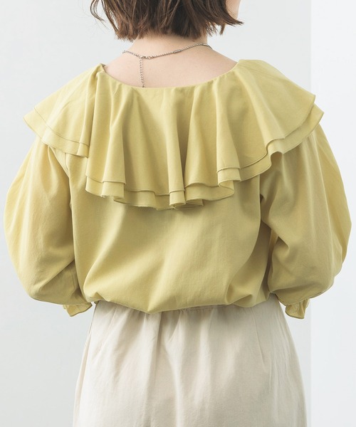 RETROGIRL シャツ ブラウス WフリルカラーBL レディース