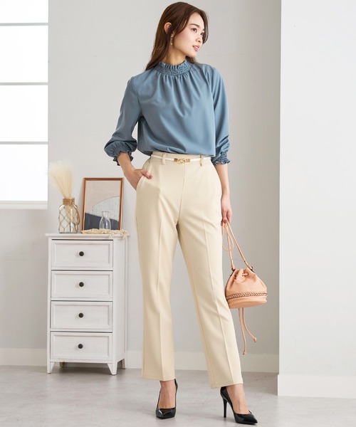 BELLUNA PLUS（ベルーナプラス） パンツ ジョーゼット素材フレアー