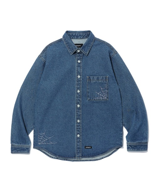 ブラウス シャツ 「mahagrid/マハグリッド」WEB DENIM SHIRT JACKET/ウェブデニムシャツ レディース メンズ MAHAGRID ブラウス シャツ 「mahagrid/マハグリッド」WEB DENIM