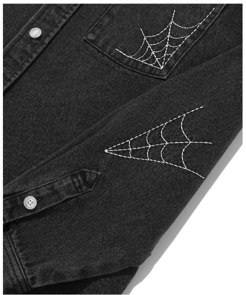 ブラウス シャツ 「mahagrid/マハグリッド」WEB DENIM SHIRT JACKET/ウェブデニムシャツ レディース メンズ mahagrid/マハグリッド』WEB DENIM SHIRT JACKET/ウェブデニム