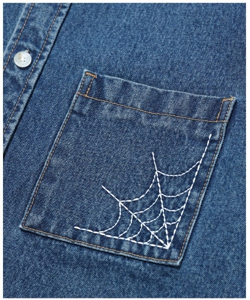ブラウス シャツ 「mahagrid/マハグリッド」WEB DENIM SHIRT JACKET/ウェブデニムシャツ レディース メンズ MAHAGRID ブラウス シャツ 「mahagrid/マハグリッド」WEB DENIM