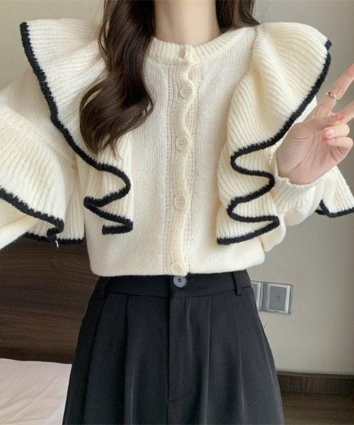 カーディガン 「前後2WAY」フリルニットカーディガン レディース | LACーVERT | 21