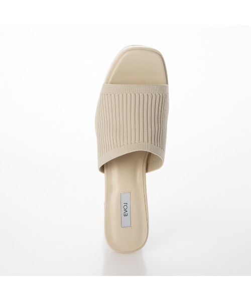 EVOL（イーボル） サンダル 「EVOL」ニットクリアヒールスクエア