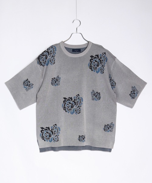 WESTSEA（ウエストシー） セーター ニット オーバーサイズ バラ柄 半袖