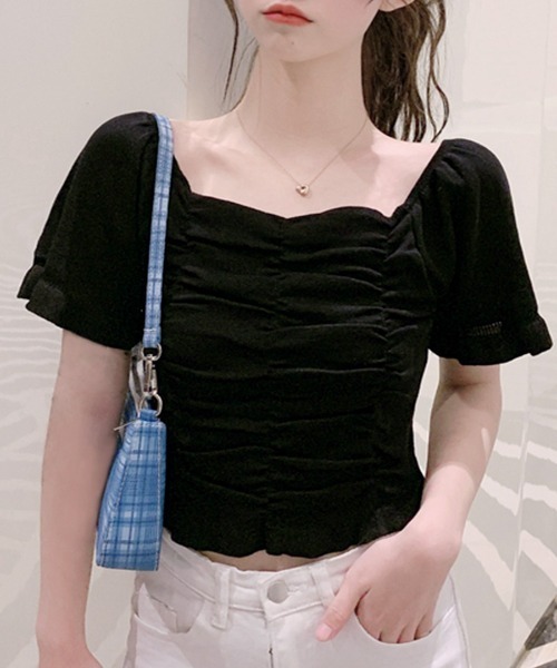 Riff（リフ） tシャツ 半袖 シャーリングトップス レディース