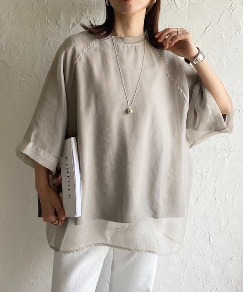 tシャツ オーガンジーTシャツ レディース Limue tシャツ オーガンジービスチェカットソー レディース
