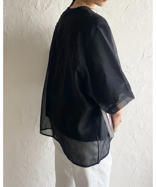 She's Closet tシャツ オーガンジー異素材ドッキングラグラン