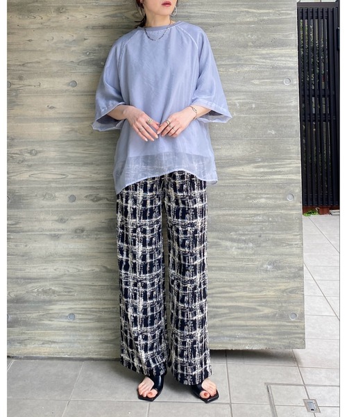 She's Closet tシャツ オーガンジー異素材ドッキングラグラン