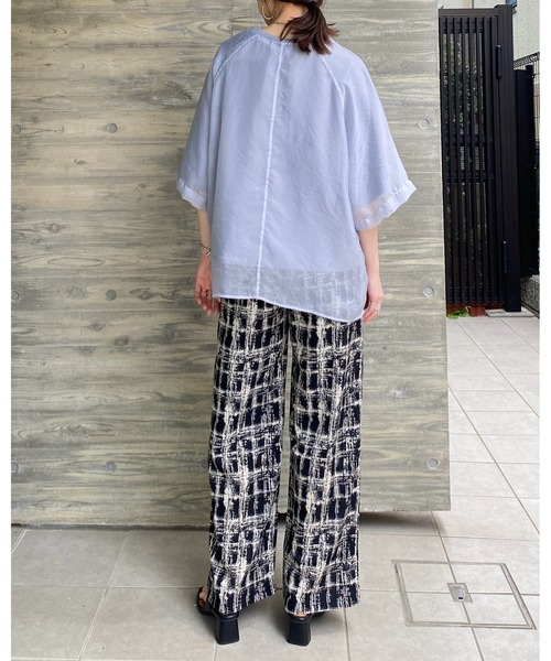 She's Closet tシャツ オーガンジー異素材ドッキングラグラン