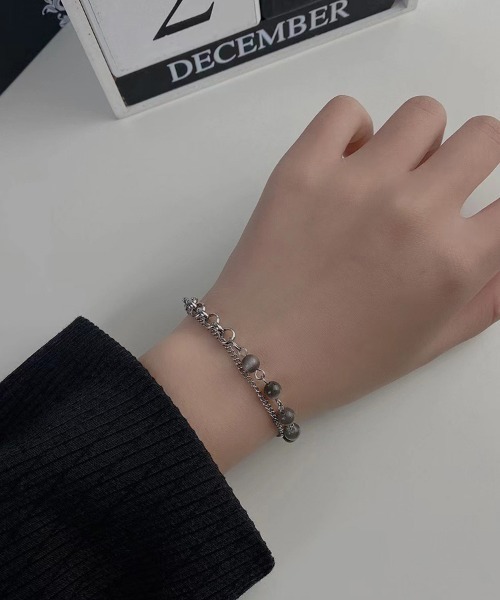 レイヤード バングル チェーン付き シルバー Ressaca ブレスレット レイヤードシルバーチェーンブレスレット