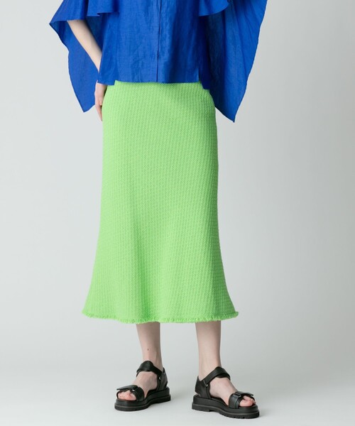 allureville アルアバイル ツイード ノーカラー スカートスーツセット セール】 スクエアツイードクルージャケット （ノーカラージャケット