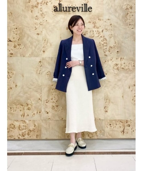 allureville アルアバイル ツイード ノーカラー スカートスーツセット allureville アルアバイル ツイード ノーカラー スカートスーツ