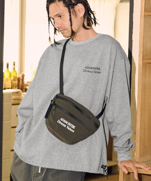 ADAMPATEK ストライプTシャツ グレー ADAM PATEK tシャツ ADAMPATEK/thin stripes long sleeve