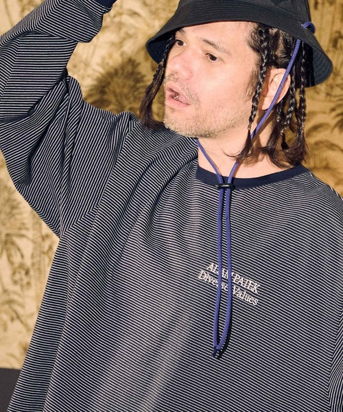 ADAM PATEK tシャツ ADAMPATEK/thin stripes long sleeve
