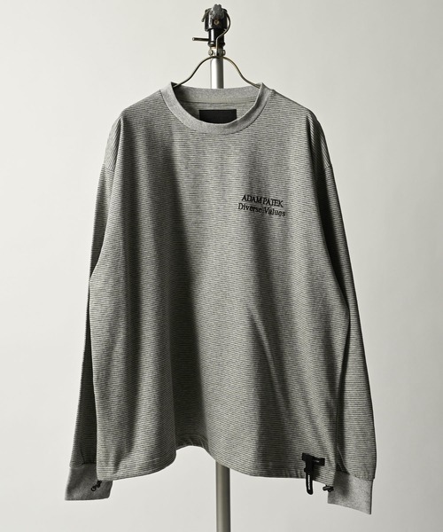 ADAMPATEK ストライプTシャツ グレー ADAM PATEK tシャツ ADAMPATEK/thin stripes long sleeve