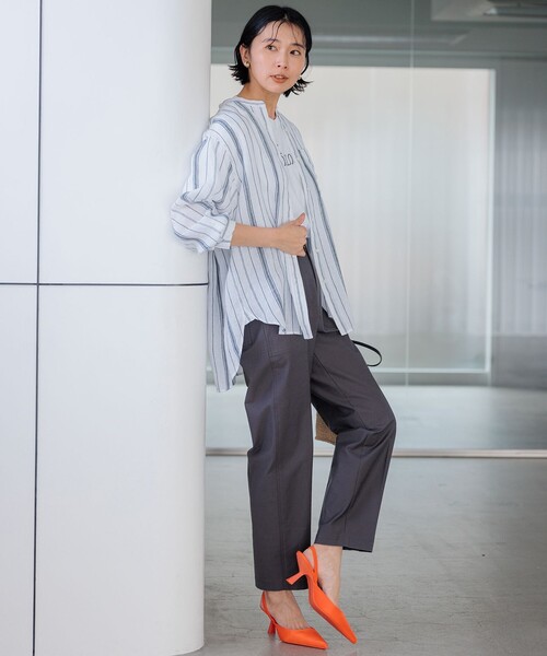 23区（ニジュウサンク） ブラウス シャツ 「洗える」LIBECO バンド