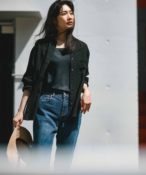 23区【洗える】LIBECO バンドカラー シャツ 洗える】LIBECO バンドカラー シャツ / 23区 | ファッション通販