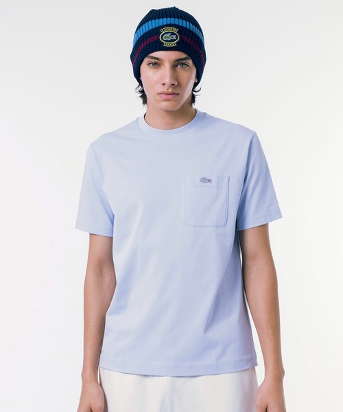 LACOSTE tシャツ アウトラインクロックポケット半袖Tシャツ