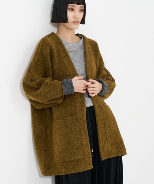 NOMINE コート アウター 袖ボリュームニットコート レディース