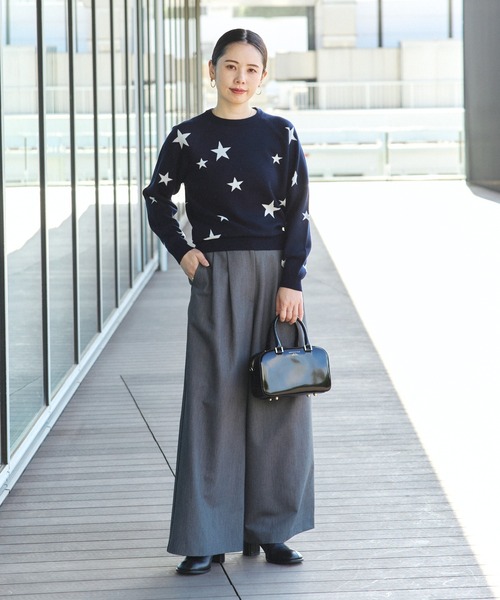 PG 星柄ニットセーター BEAMS HEART ニット セーター 星柄 クルーネックニット レディース