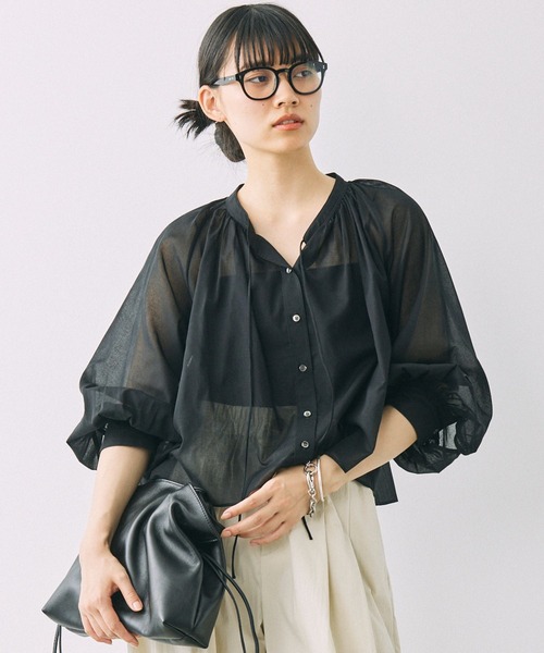 BABYLONE ブラウス シャツ オーガンクロップドブラウス