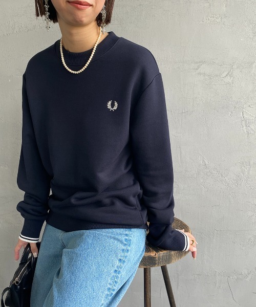 FRED PERRY」 スウェットカットソー M ネイビー レディース : 84302331 