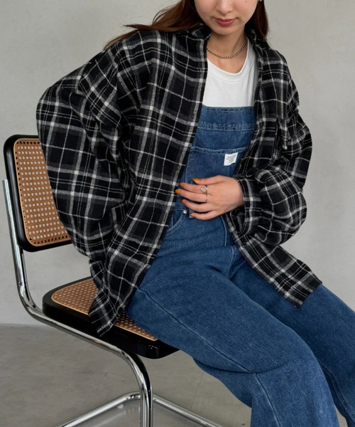 ブラウス シャツ ルーズチェックシャツ レディース : ZOZOTOWN
