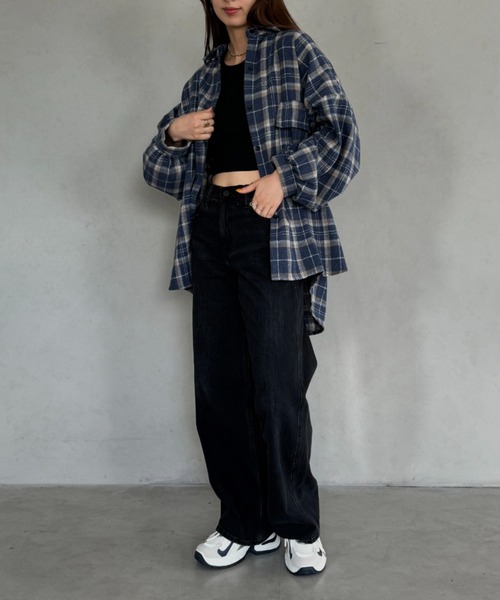 ブラウス シャツ ルーズチェックシャツ レディース : ZOZOTOWN