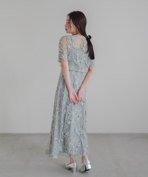 kaene 花柄レース ロングワンピースドレス kaene ドレス ローズレースレイヤードドレス : ZOZOTOWN Yahoo