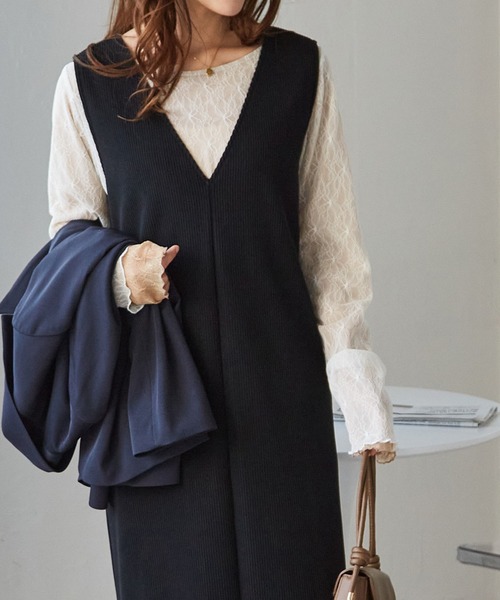 RANAN（ラナン） ワンピース あったか裏起毛ニットコールジャンパー