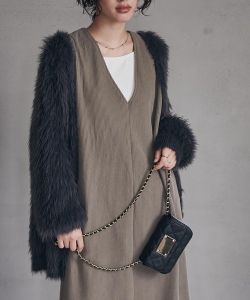 RANAN（ラナン） ワンピース あったか裏起毛ニットコールジャンパー