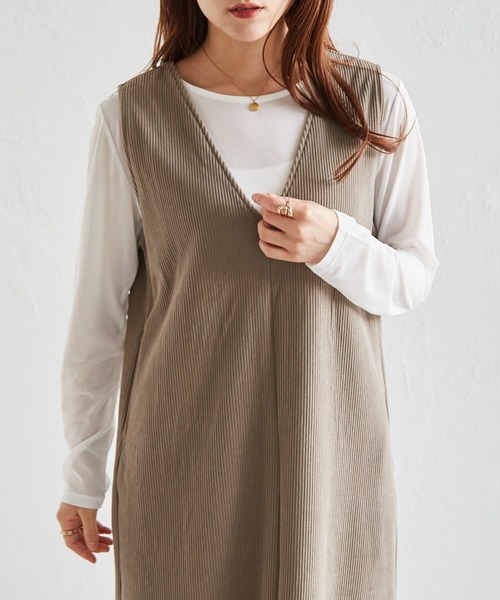 RANAN（ラナン） ワンピース あったか裏起毛ニットコールジャンパー