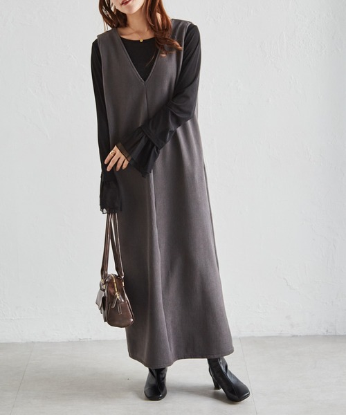 RANAN（ラナン） ワンピース あったか裏起毛ニットコールジャンパー