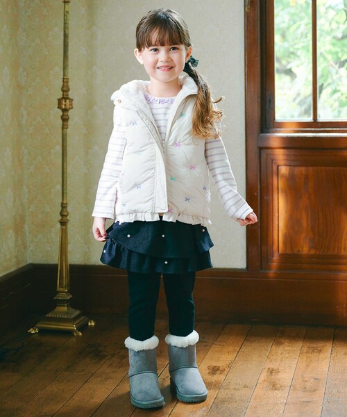 ANY ブーツ フェイクムートンリボンブーツ キッズ 子供 女の子