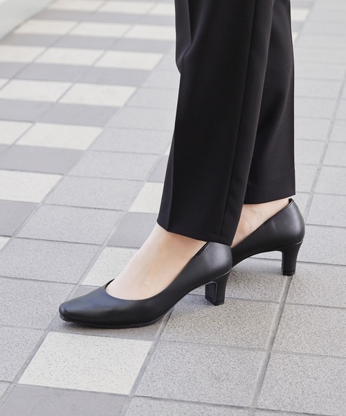 welleg パンプス スクエアトゥ 5.5cmヒール 整うパンプス