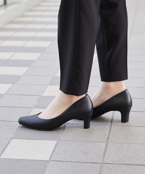 welleg パンプス スクエアトゥ 5.5cmヒール 整うパンプス
