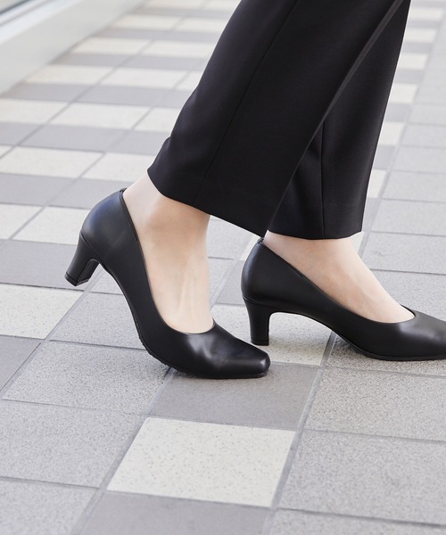welleg パンプス スクエアトゥ 5.5cmヒール 整うパンプス