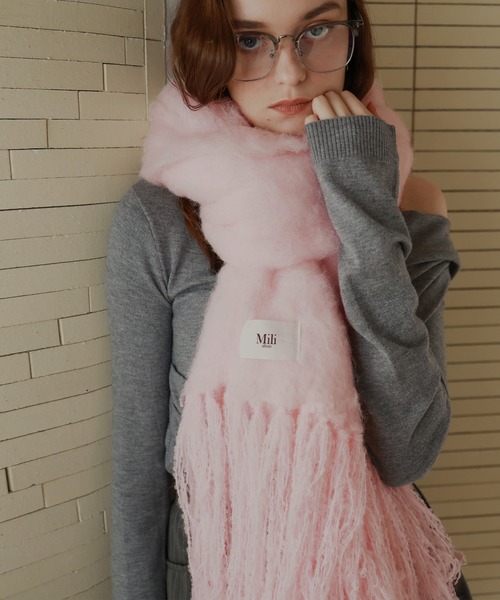 Mili affinity マフラー ストール モヘアタッチシャギーボリューム