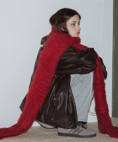 Mili affinity マフラー ストール モヘアタッチシャギーボリューム