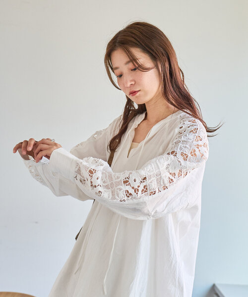 kastane 袖レースチュニック Kastane ブラウス シャツ 袖レースチュニック レディース