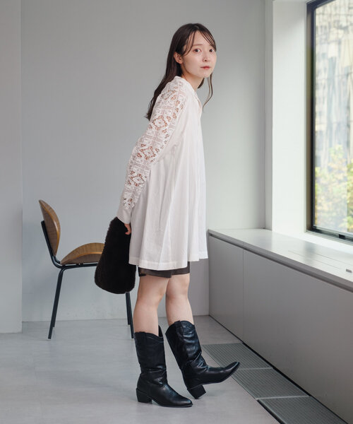 kastane 袖レースチュニック Kastane ブラウス シャツ 袖レースチュニック レディース