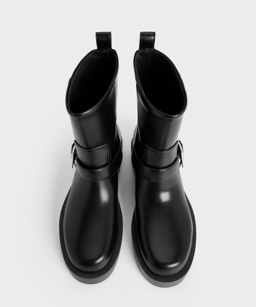 【1031】ガラスのブーツのストラップ CHARLES ＆ KEITH（チャールズ&キース） ブーツ バックルストラップ