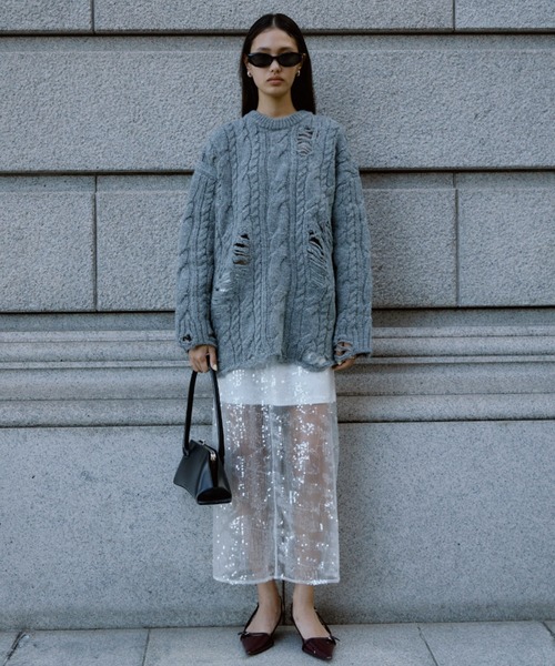 JOSE MOON ニット セーター DAMAGE CABLE KNIT/ダメージケーブル