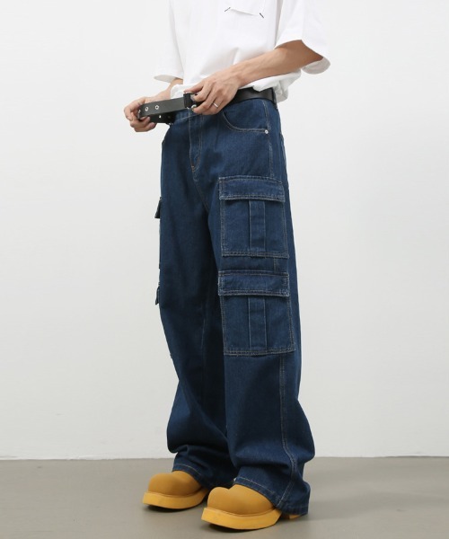 Ressaca（レサーカ） カーゴパンツ マルチポケットワイドデニムカーゴ
