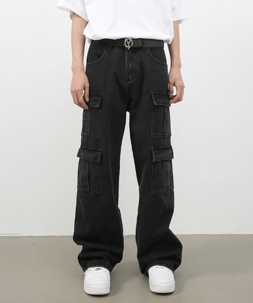 Ressaca（レサーカ） カーゴパンツ マルチポケットワイドデニムカーゴ